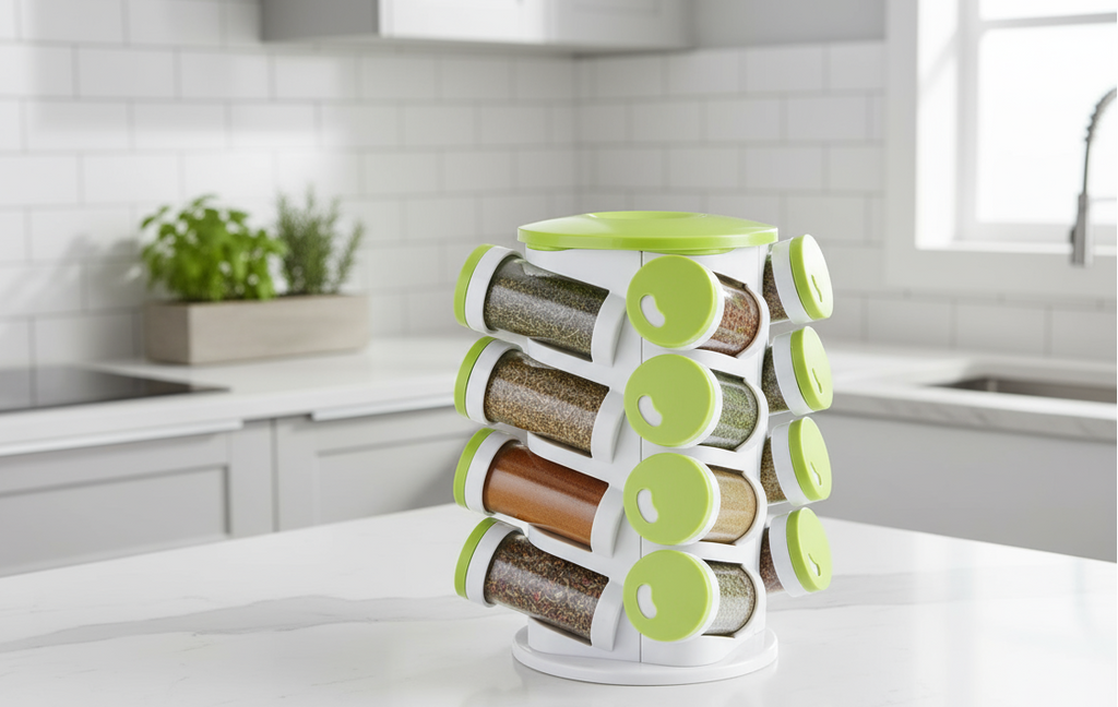 16-In-1 Spice Rack that includes a Cutlery Holder