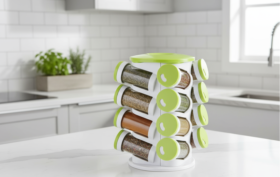 16-In-1 Spice Rack that includes a Cutlery Holder