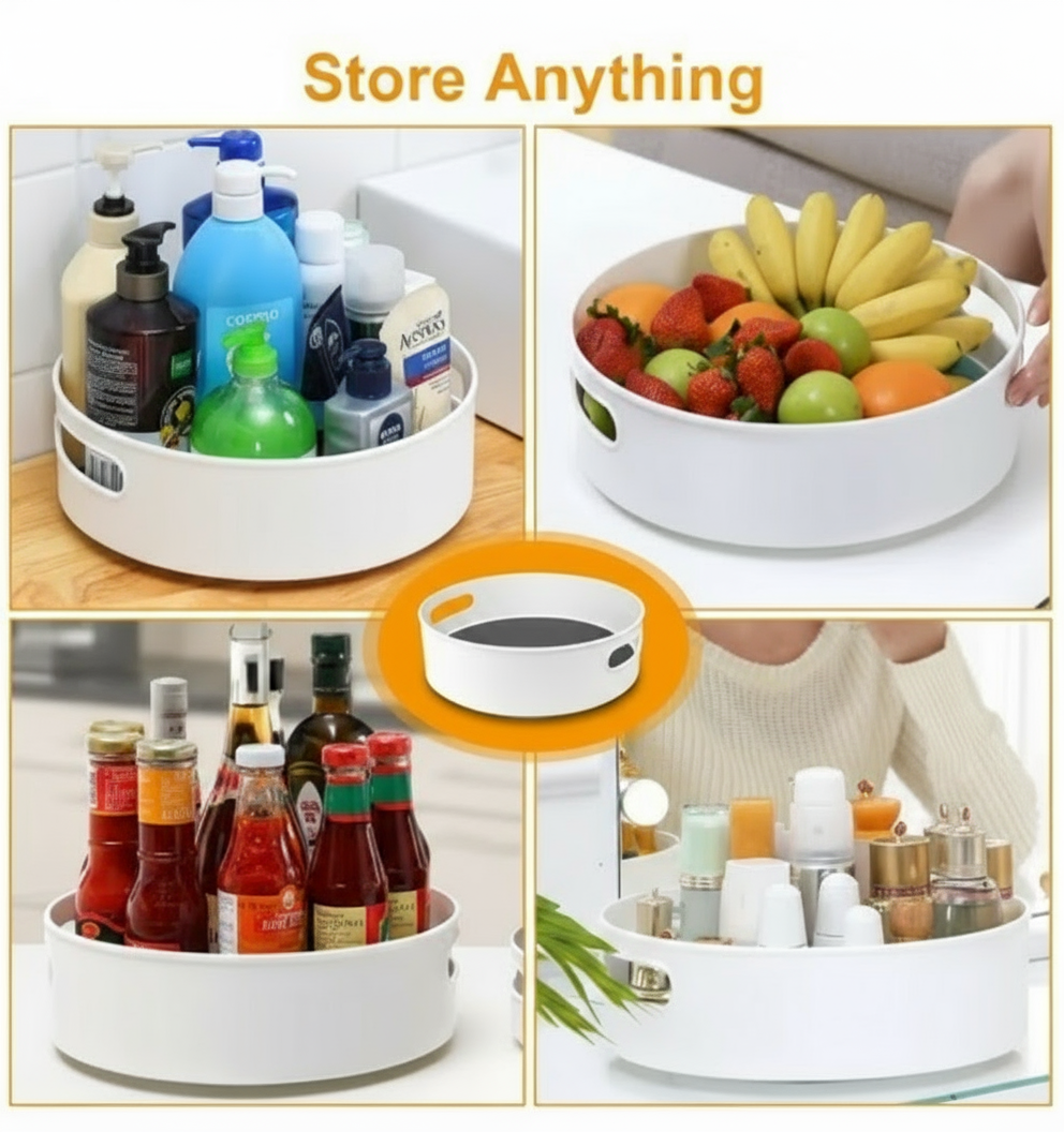 Kitchen Cabinet Turntable And Snack Organizer