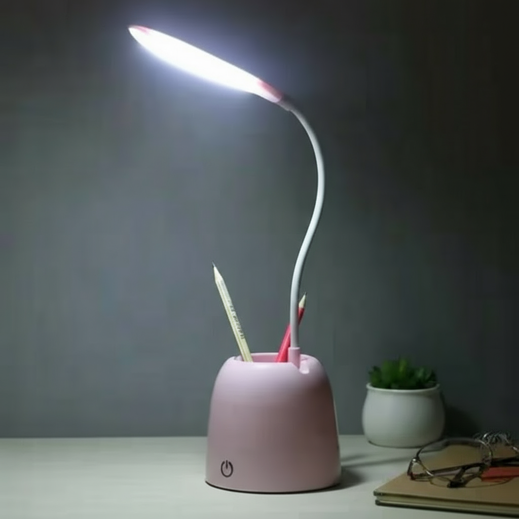 LED desk lamp with pen holder and phone stand
