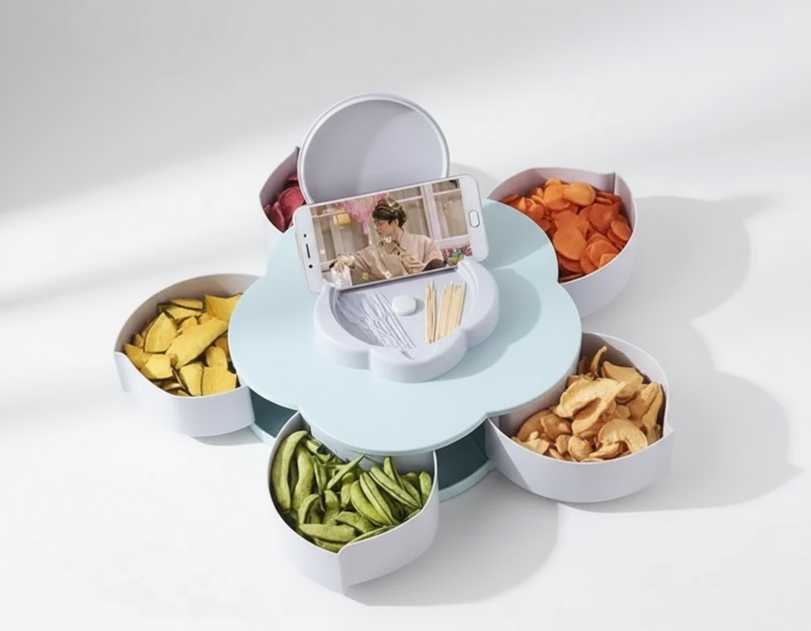 Pattern Rotating Snack Box with Phone Holder