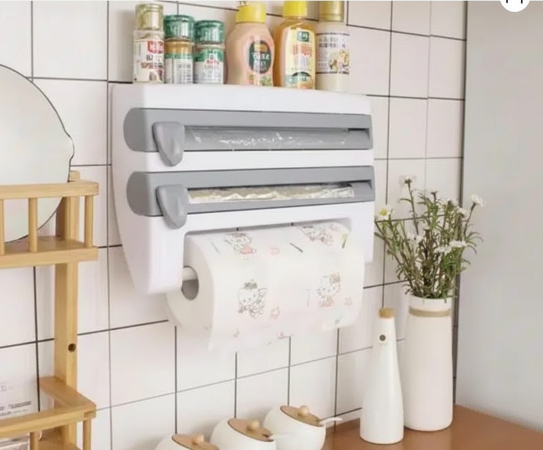 4 In 1 Wall Mounted Paper Towel Foil Wrap Dispenser