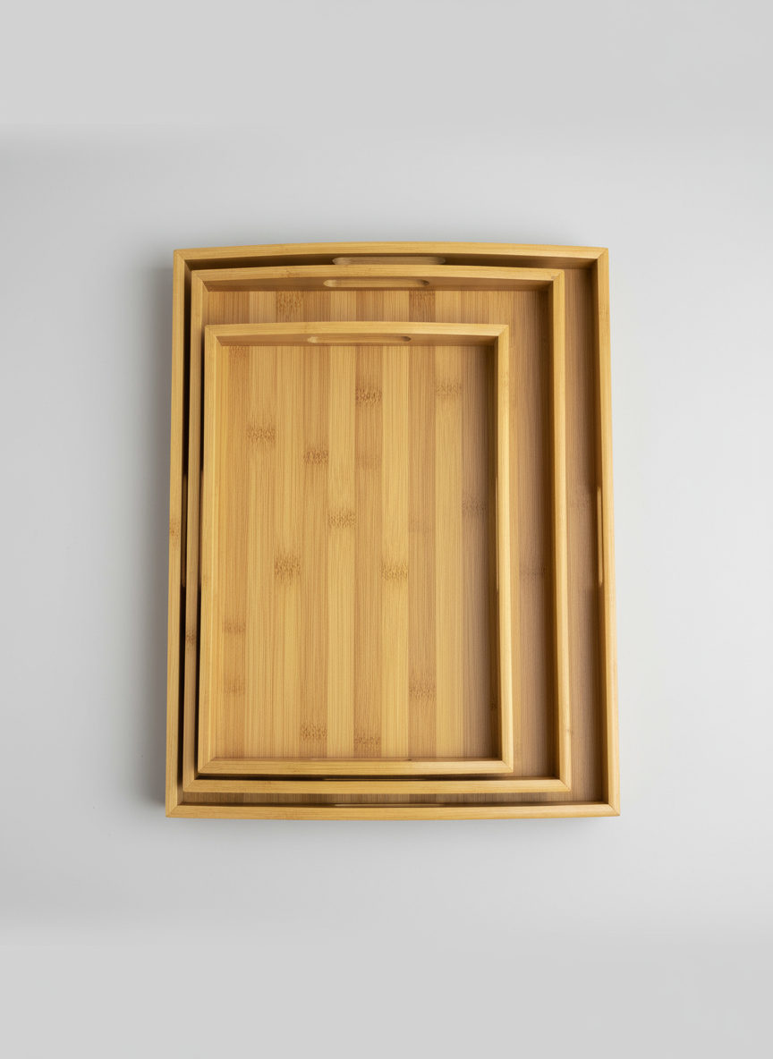 3 Pieces Wooden Tray set