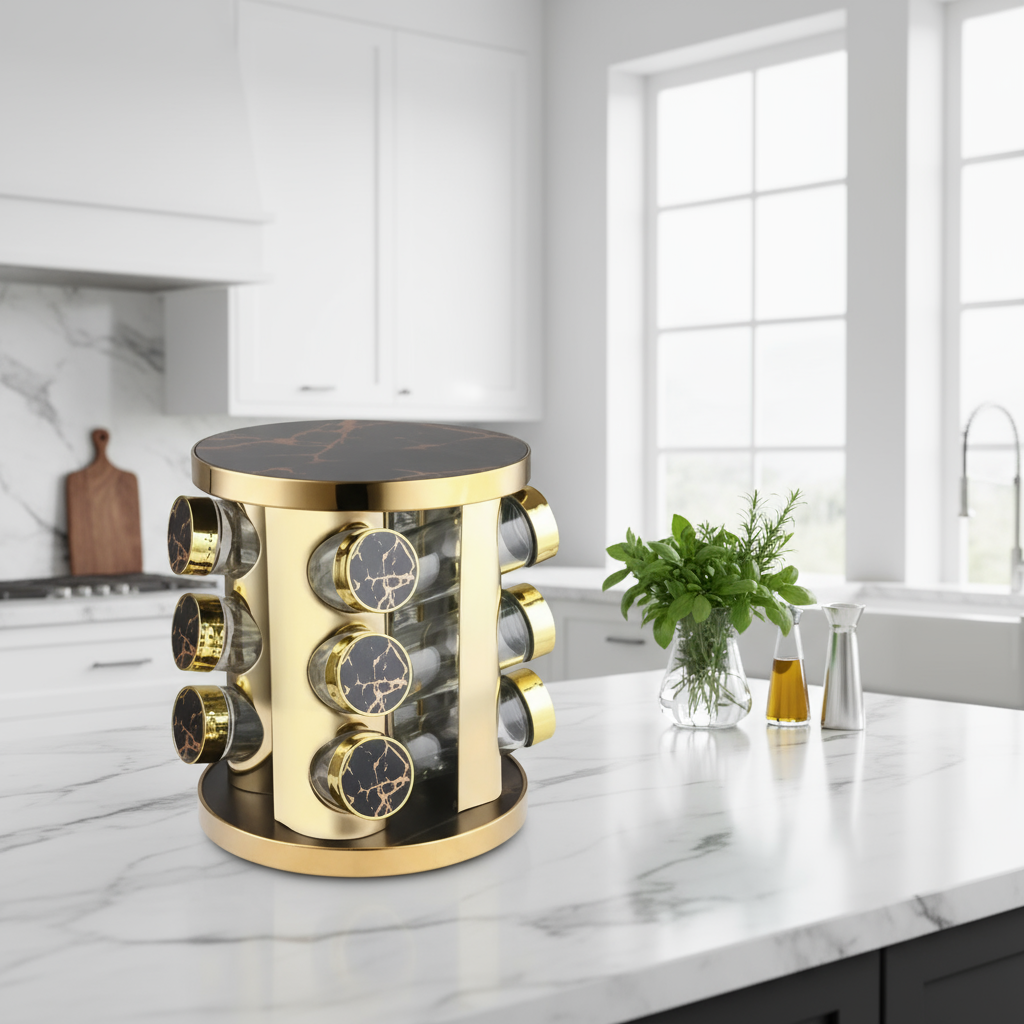 Marble Pattern Spice Rack 12 Pieces