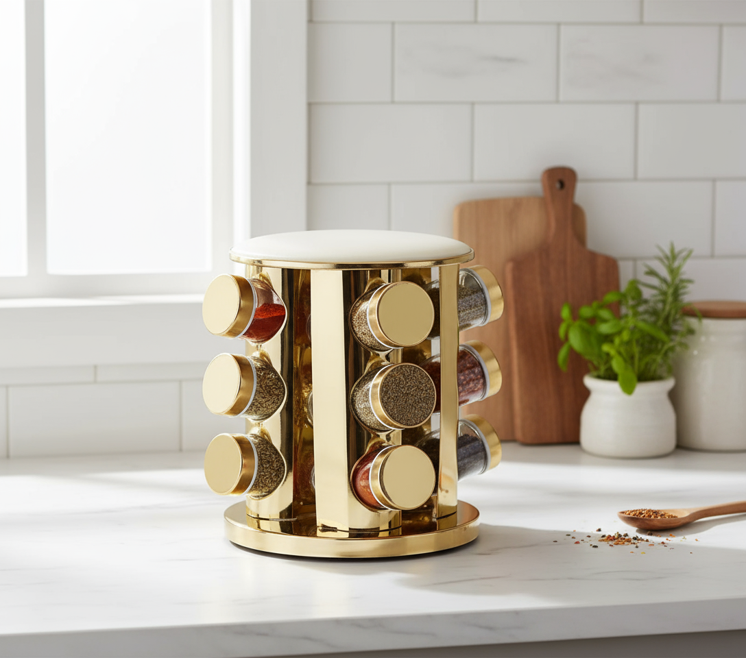 Rotating Spice Rack - 12 Jar Organizer